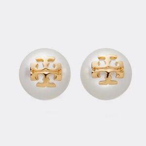 TORY BURCH KIRA Elegant Gold and White Stud Earrings
